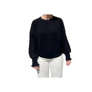 NEW REPEAT CASHMERE cashmere sweater with crochet details in black